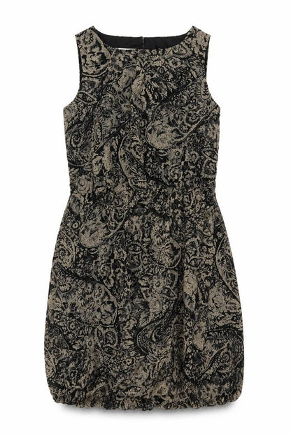 Monsoon Women Black Paisley Fit & Flare Knee Dress UK 14 Lined