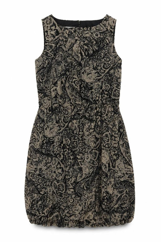 Monsoon Women Black Paisley Fit & Flare Knee Dress UK 14 Lined