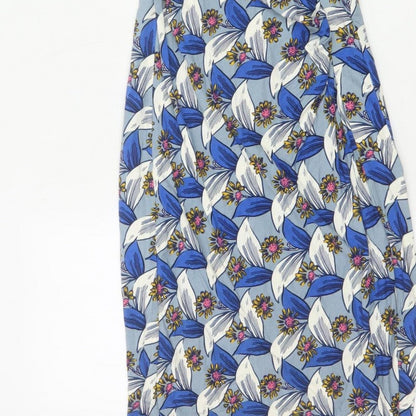 Boden Women Blue Floral V-Neck Ruched Long Jersey Dress UK 10