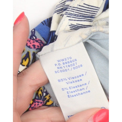 Boden Women Blue Floral V-Neck Ruched Long Jersey Dress UK 10