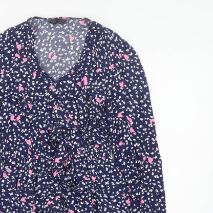 Marks and Spencer Women’s Blue Floral Wrap Blouse Size 6 Long Sleeve