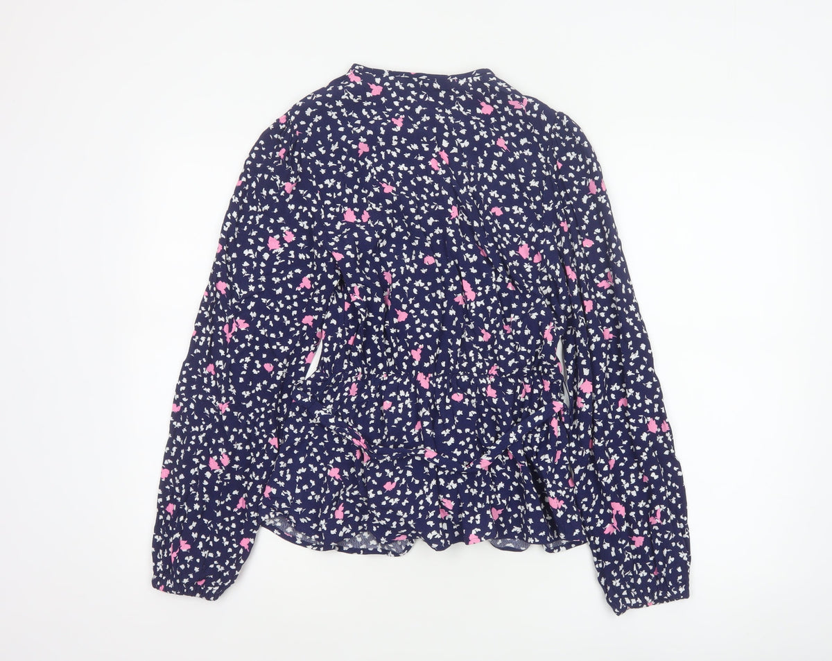 Marks and Spencer Women’s Blue Floral Wrap Blouse Size 6 Long Sleeve