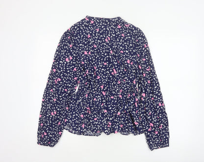 Marks and Spencer Women’s Blue Floral Wrap Blouse Size 6 Long Sleeve