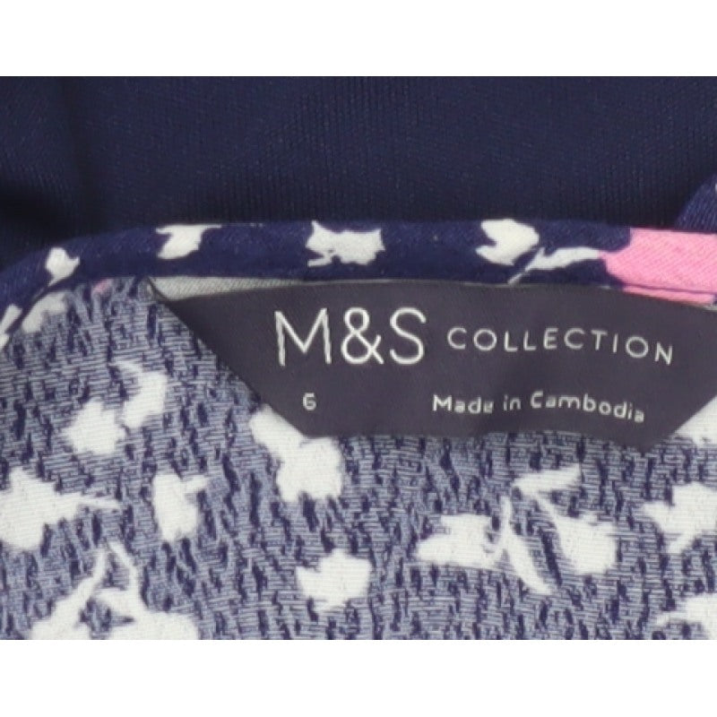 Marks and Spencer Women’s Blue Floral Wrap Blouse Size 6 Long Sleeve