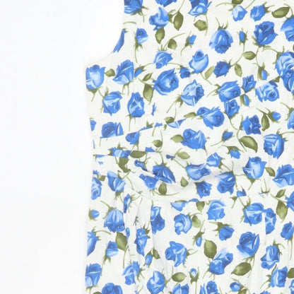 Phase Eight Women’s Blue Floral Cotton Stretch Sheath Dress UK 14
