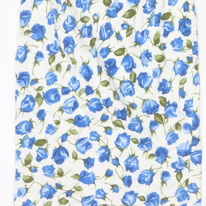 Phase Eight Women’s Blue Floral Cotton Stretch Sheath Dress UK 14