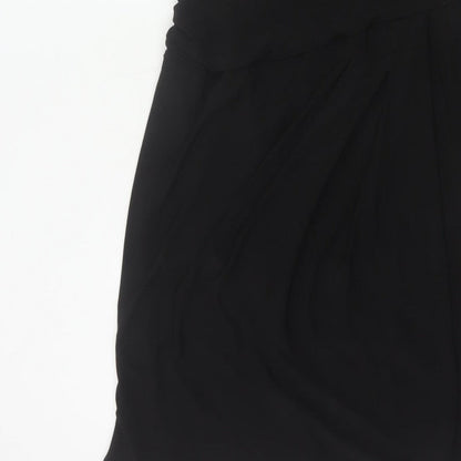 Ronni Nicole Women Black UK 12 Sheath Wrap Ruched Midi Dress