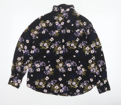 Marks and Spencer Women Black Floral Button-Up Blouse Size 12