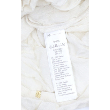 Monsoon Women Ivory M Gold Foil Crinkle Button-Up Long Sleeve Blouse