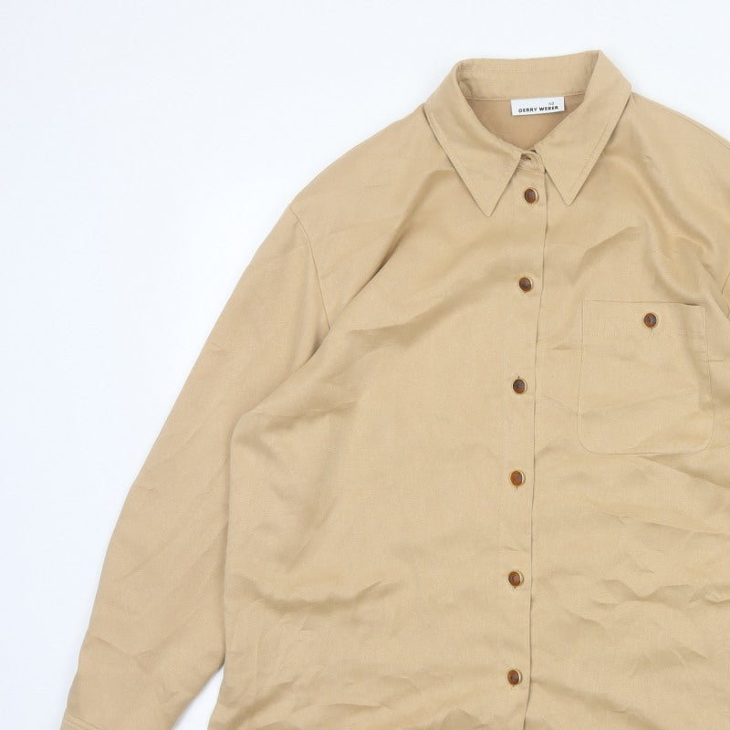 Gerry Weber Women’s Beige UK 12 Long Sleeve Collared Tunic Shirt