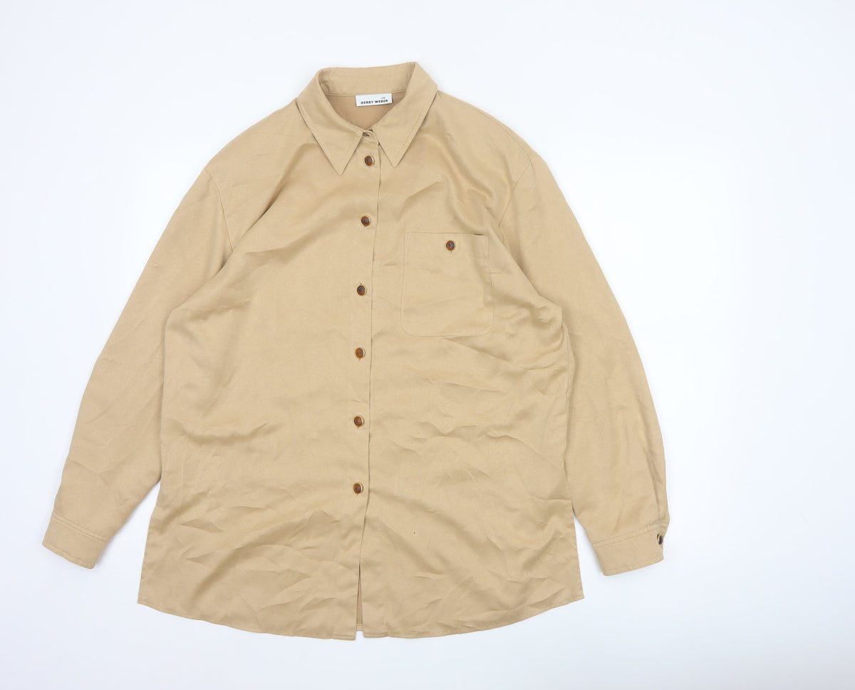 Gerry Weber Women’s Beige UK 12 Long Sleeve Collared Tunic Shirt