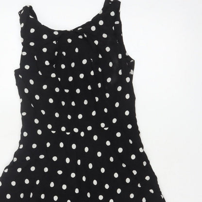 Apricot Women Black Polka Dot M Fit & Flare Knee Length Dress