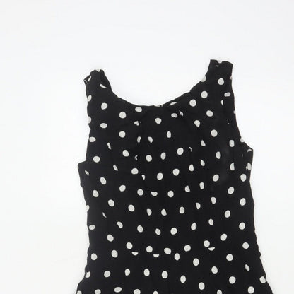 Apricot Women Black Polka Dot M Fit & Flare Knee Length Dress