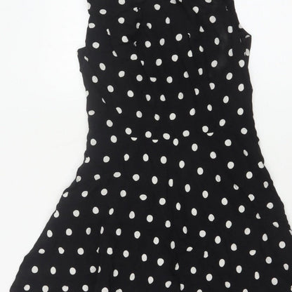 Apricot Women Black Polka Dot M Fit & Flare Knee Length Dress