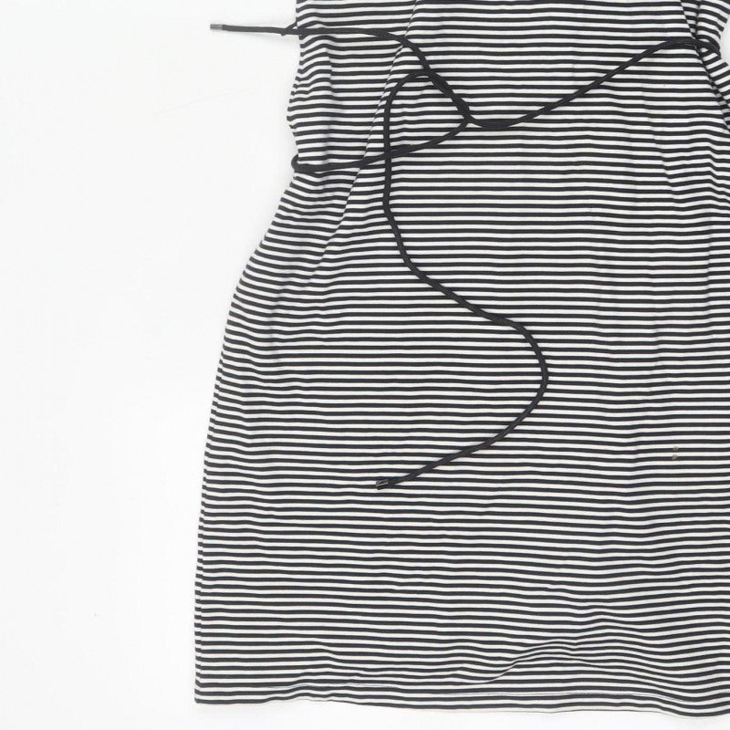 Hobbs Women Black White Striped UK 14 Knee Length Sheath Dress