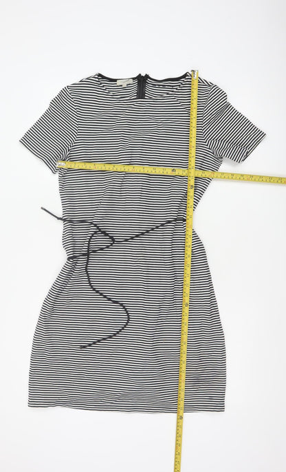 Hobbs Women Black White Striped UK 14 Knee Length Sheath Dress