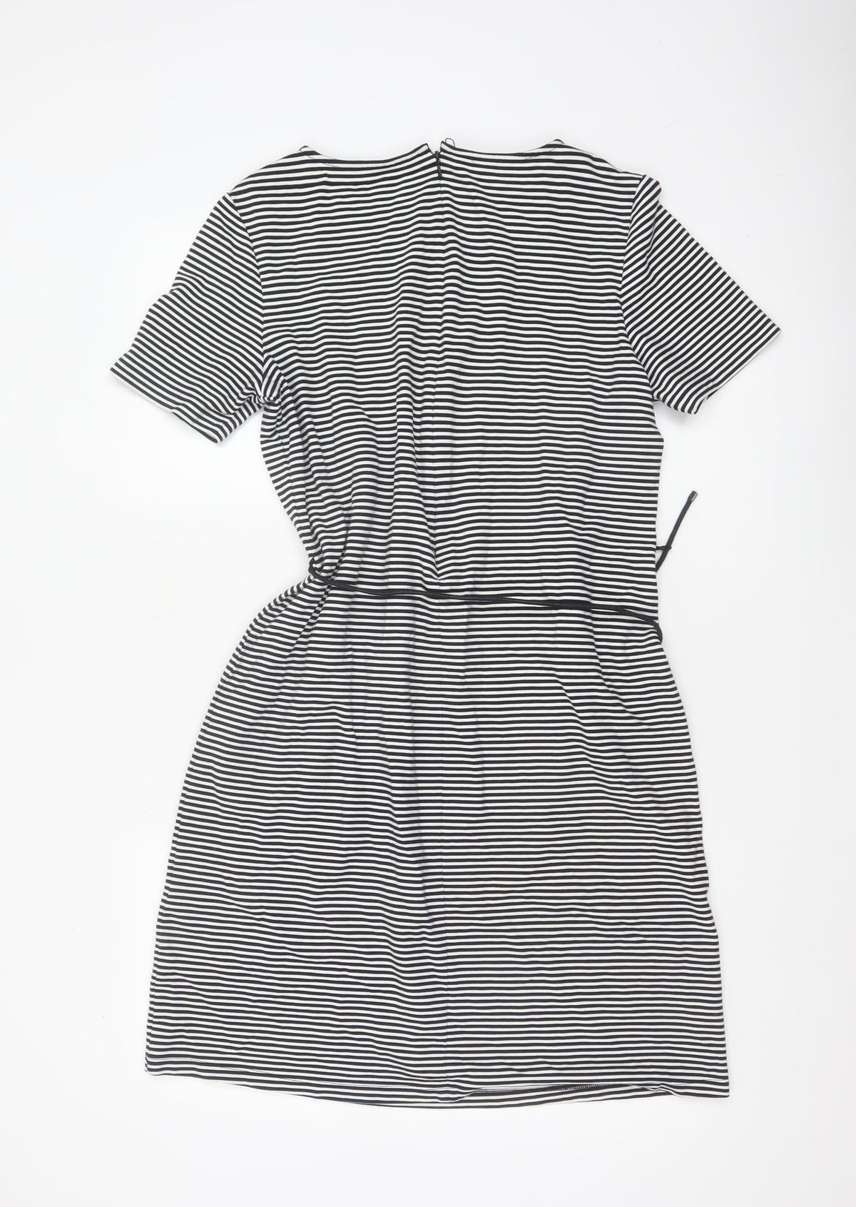Hobbs Women Black White Striped UK 14 Knee Length Sheath Dress