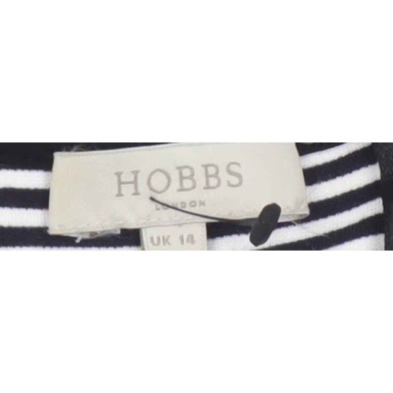Hobbs Women Black White Striped UK 14 Knee Length Sheath Dress