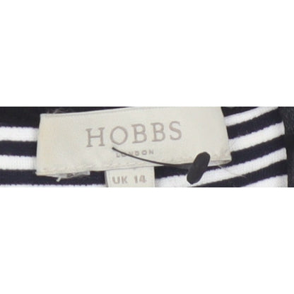 Hobbs Women Black White Striped UK 14 Knee Length Sheath Dress