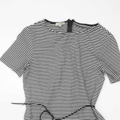 Hobbs Women Black White Striped UK 14 Knee Length Sheath Dress