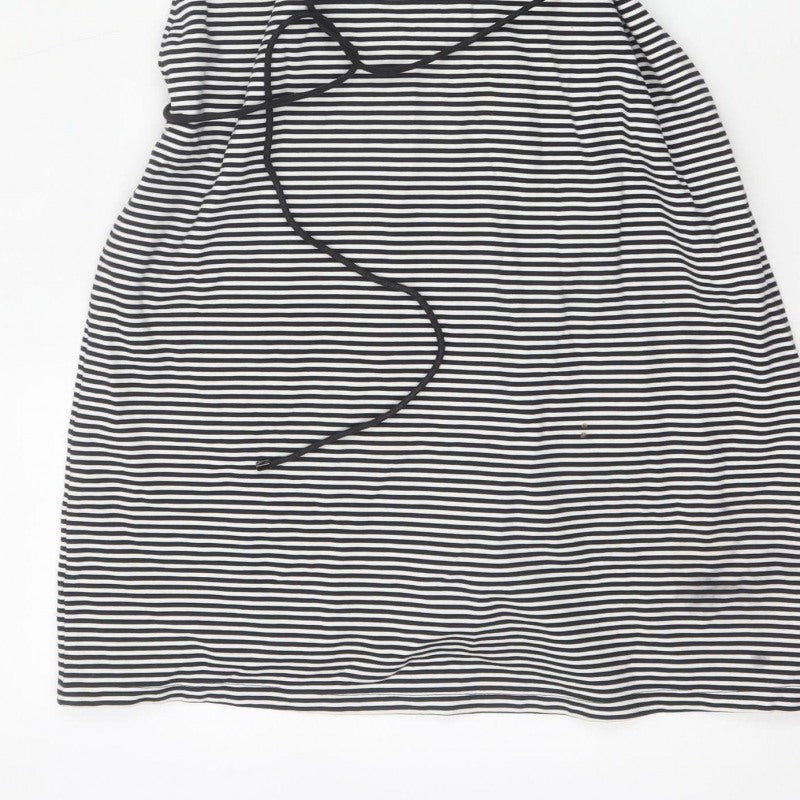 Hobbs Women Black White Striped UK 14 Knee Length Sheath Dress
