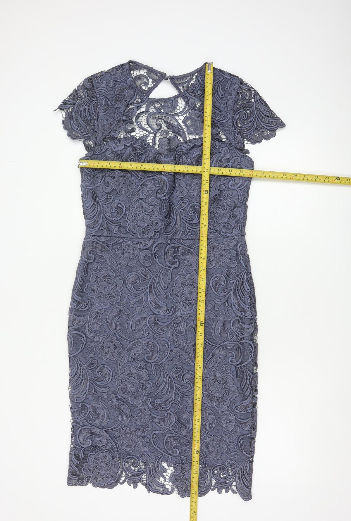 Paper Dolls Women Grey UK 12 Floral Lace Pencil Party Dress