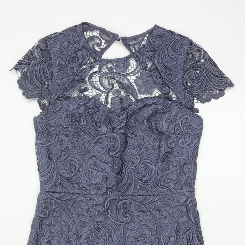 Paper Dolls Women Grey UK 12 Floral Lace Pencil Party Dress
