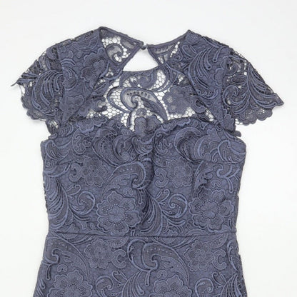 Paper Dolls Women Grey UK 12 Floral Lace Pencil Party Dress