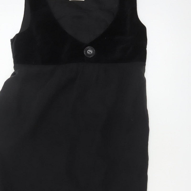 Toast Women Black Size 10 Velvet Empire Waist Sleeveless A-Line Dress