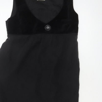 Toast Women Black Size 10 Velvet Empire Waist Sleeveless A-Line Dress