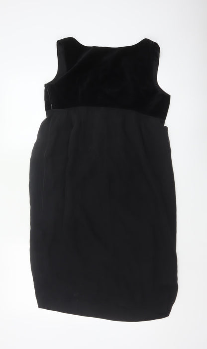 Toast Women Black Size 10 Velvet Empire Waist Sleeveless A-Line Dress