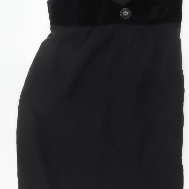 Toast Women Black Size 10 Velvet Empire Waist Sleeveless A-Line Dress