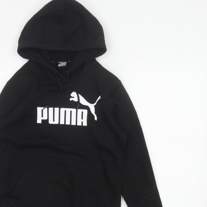 Puma Women’s Black UK 8 Pullover Logo Hoodie Kangaroo Pocket