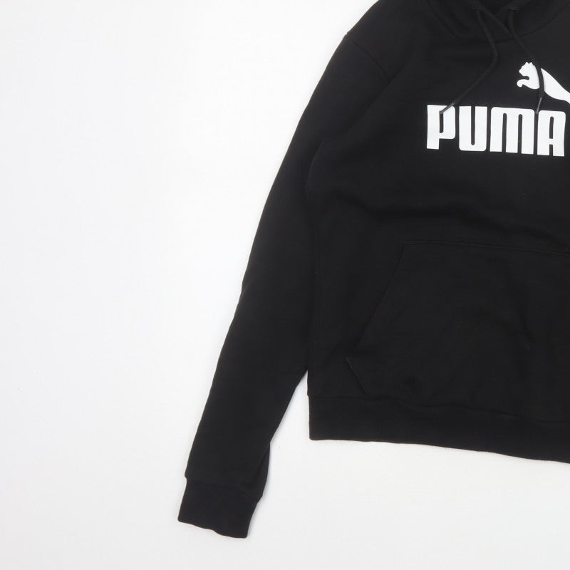 Puma Women’s Black UK 8 Pullover Logo Hoodie Kangaroo Pocket