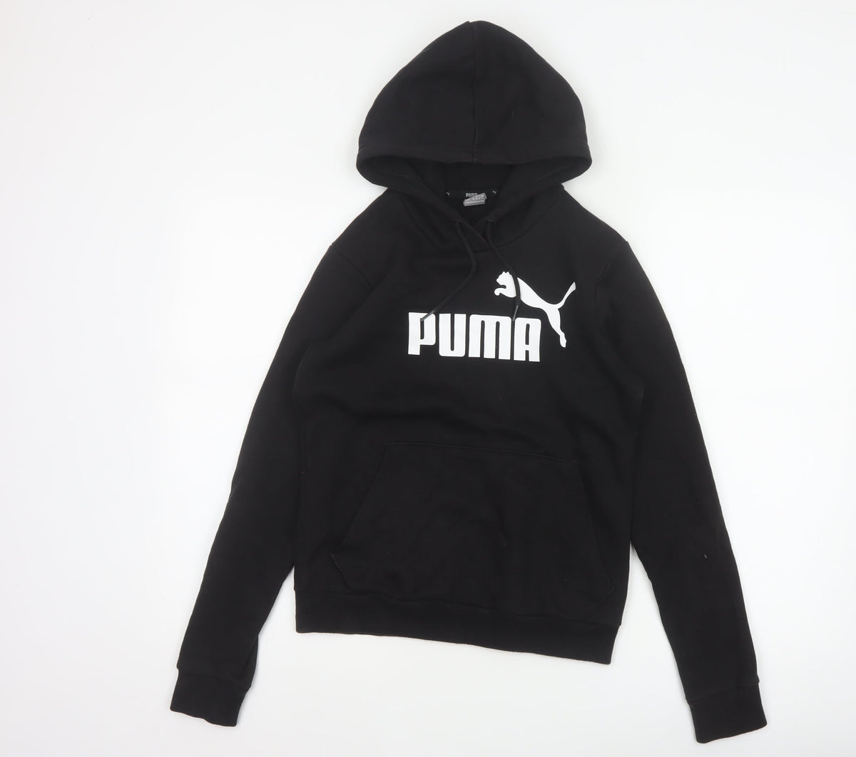 Puma Women’s Black UK 8 Pullover Logo Hoodie Kangaroo Pocket