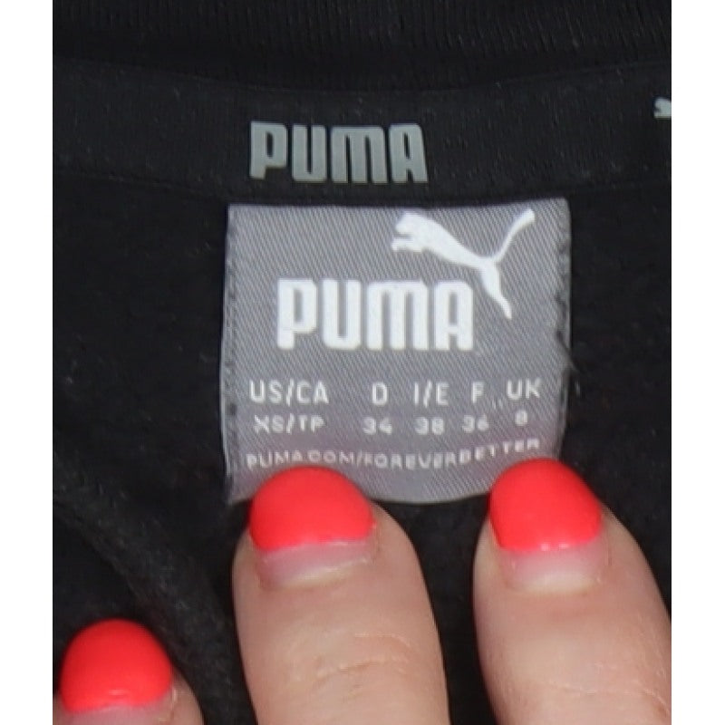 Puma Women’s Black UK 8 Pullover Logo Hoodie Kangaroo Pocket