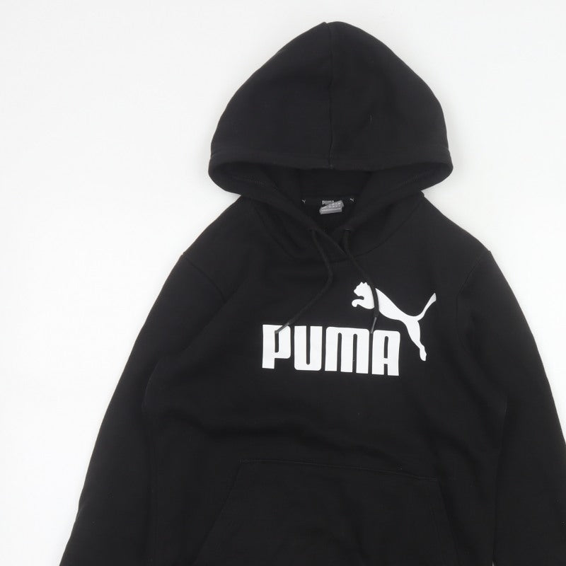 Puma Women’s Black UK 8 Pullover Logo Hoodie Kangaroo Pocket