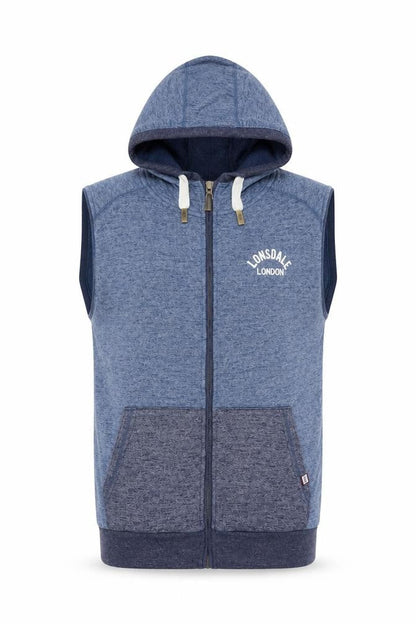 Lonsdale Men’s Blue M Sleeveless Full Zip Hooded Vest Hoodie London