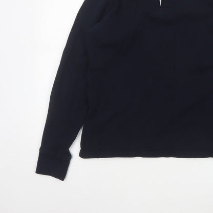 Marks & Spencer Men’s Blue White Collar Long Sleeve Polo Shirt M