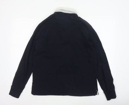 Marks & Spencer Men’s Blue White Collar Long Sleeve Polo Shirt M