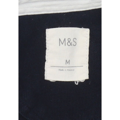 Marks & Spencer Men’s Blue White Collar Long Sleeve Polo Shirt M