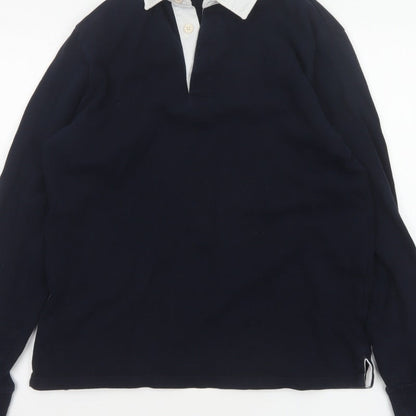 Marks & Spencer Men’s Blue White Collar Long Sleeve Polo Shirt M