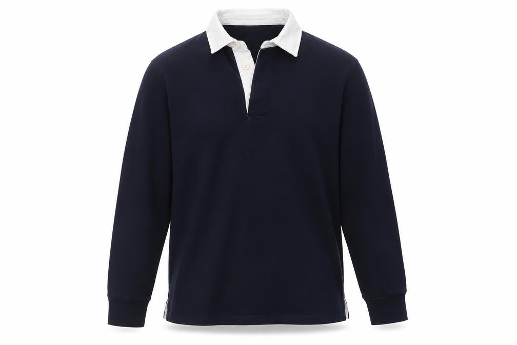 Marks & Spencer Men’s Blue White Collar Long Sleeve Polo Shirt M