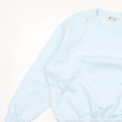Marks & Spencer Women Blue M Crew Neck Pullover Sweatshirt Cotton