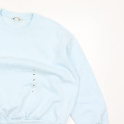 Marks & Spencer Women Blue M Crew Neck Pullover Sweatshirt Cotton