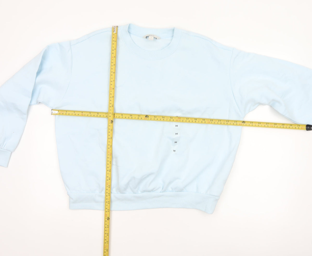 Marks & Spencer Women Blue M Crew Neck Pullover Sweatshirt Cotton