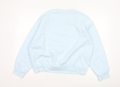 Marks & Spencer Women Blue M Crew Neck Pullover Sweatshirt Cotton
