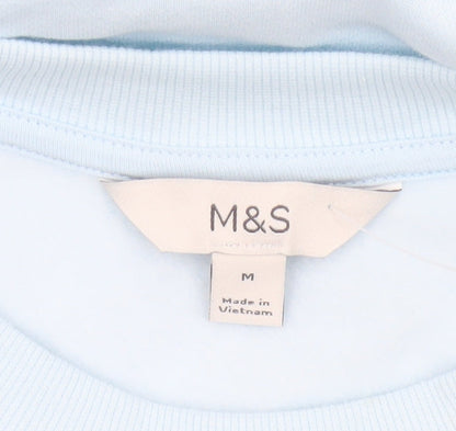 Marks & Spencer Women Blue M Crew Neck Pullover Sweatshirt Cotton