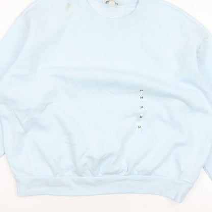 Marks & Spencer Women Blue M Crew Neck Pullover Sweatshirt Cotton