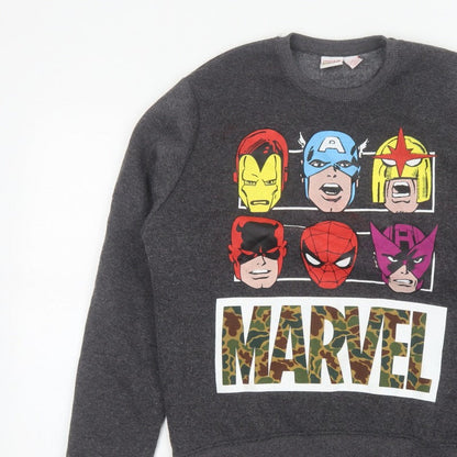 Marvel Comics Men Grey M Pullover Sweatshirt Hero Graphic Print